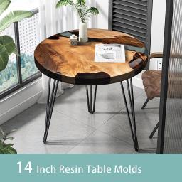 Molde de mesa de resina 14 Polegada moldes de resina epóxi de silicone redondo para mesa de rio, artesanato diy, placa de corte, decoração de mesa - Image 3