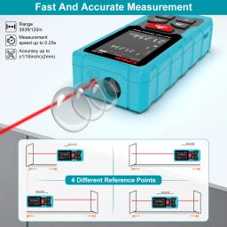 Kiprim medidor de distância a laser duplo recarregável, telêmetro a laser bilateral, 120m, fita digital, ferramenta de medição de ângulo - Image 4