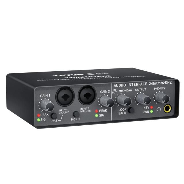Interface de Áudio Profissional Teyun-Universal: Placa de Som USB com Monitor para Gravação ao Vivo e Guitarra Elétrica Q24