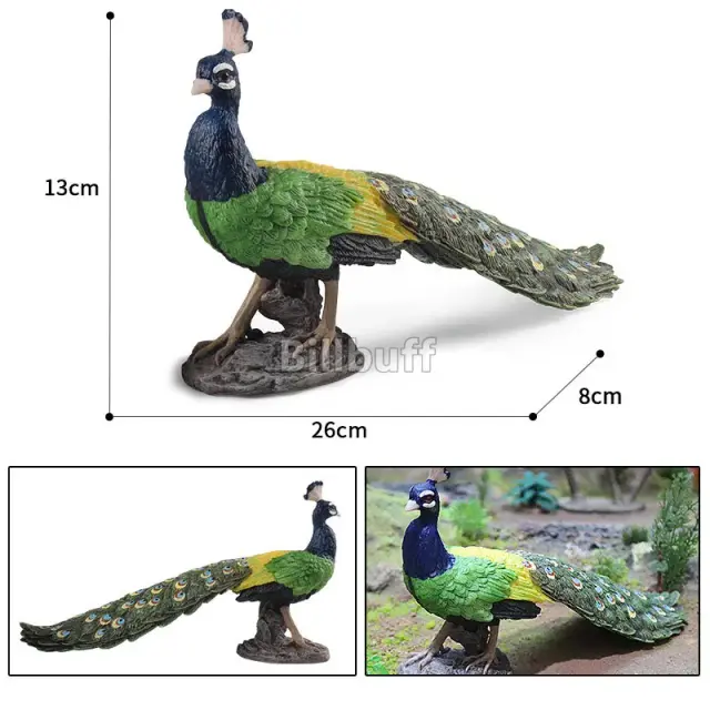 Coleção de Figuras de Animais Selvagens Realistas para Crianças - Pavão e Outros Brinquedos Educativos de 25cm