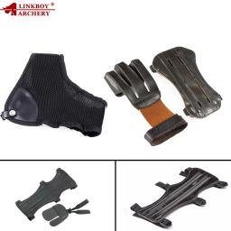 Luvas de couro com 3 dedos para tiro com arco e flecha, protetor para braço, acessório de caça, 1 peça - Image 1
