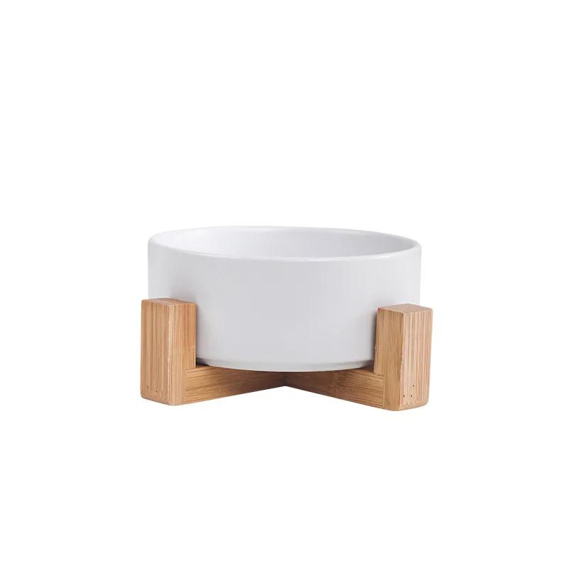 Gato duplo tigela de segurança com suporte de madeira e esteira de silicone gatinho filhote de cachorro alimentos alimentação de água elevada prato suprimentos de cão à prova de derramamento - Image 1