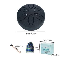 Aço Tongue Rain Drum Mini Hand Pan tambores com baquetas, percussão instrumentos musicais, acessórios de bateria, 3 ", 6-Tone - Image 6