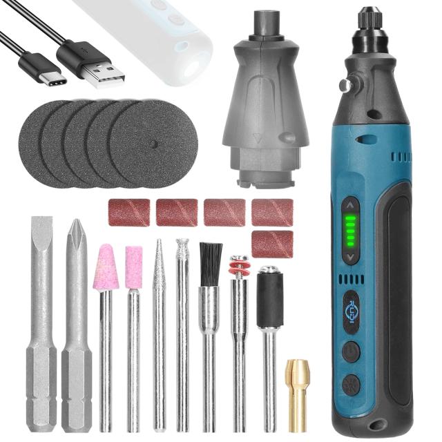 Conjunto de Mini Chave de Fenda Elétrica Sem Fio com Driver para Moagem, 2 Peças de Bits Recarregáveis Tipo-C, Ideal para Projetos Detalhados