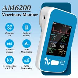 Monitor veterinário portátil multiparâmetro, sinais vitais para animais de estimação, monitoramento em tempo real com aplicativo Bluetooth para Android iOS - Image 1