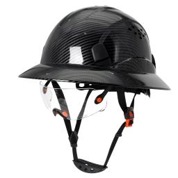 ANSI-Capacete de segurança de aba cheia com óculos, capacete de construção com viseira, protetor, trabalho, equitação, resgate, escalada, CE - Image 2