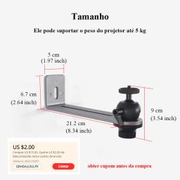 Ajustável Wall Mount Suporte do Projetor, Suporte Universal, Adequado para XGIMI Z4, Z6X, JMGO J10, G9, O1 - Image 6