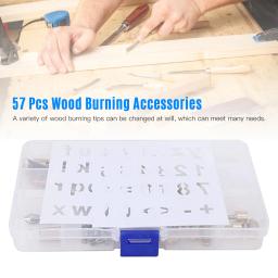 Pyrography Wood Burning Pen Dicas Set, Ferramenta Woodburning, Acessórios com Caixa, Gravação Escultura, Artesanato DIY, 57Pcs - Image 6