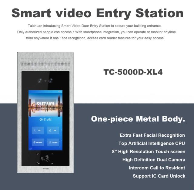 Telefone Móvel Android para Smart Home com Monitor de Vídeo Porteiro e Tela IPS de 8"
