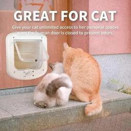 Smart 4 Way Locking Cat Door, Microchip Ativado, Durável Interior Exterior Cat Flap com Chip Door para Gatos e Atividade para Cães Pequenos - Image 3