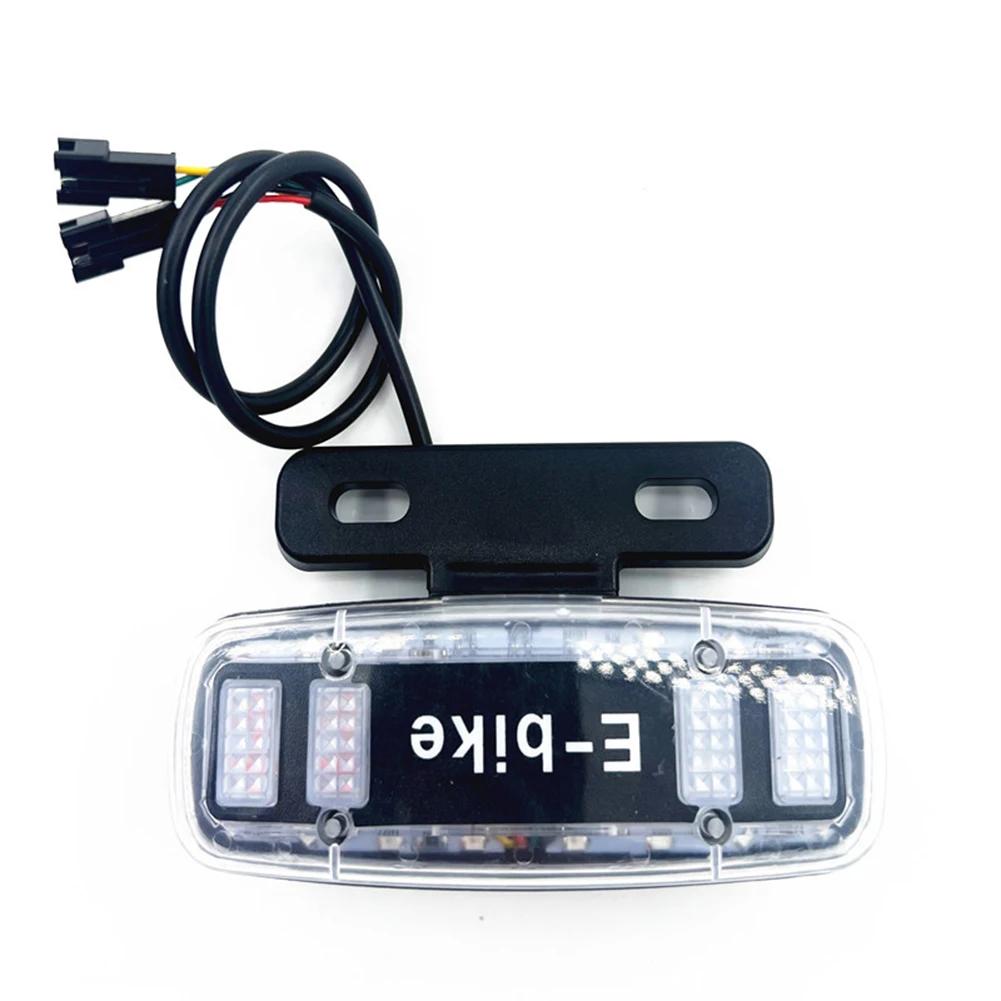 LED E-bike luz traseira, lâmpada de segurança, luzes traseiras Running para bicicletas elétricas, passeios noturnos, 4 modos, luz traseira colorida, 2-em-1 - Image 1