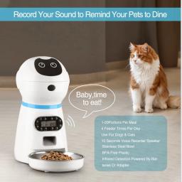 Inteligente automático suprimentos para animais de estimação robô dispensador de alimentos com registro voz placa de aço inoxidável lcd temporizador da tela para o cão gato tigela comida - Image 6