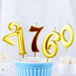 Número Velas de Aniversário com Design Estendido em Ouro 3D, Grande Vela Digital, Cake Topper, Aniversário e Decoração de Festa de Aniversário, 0-9 Número - Image 1