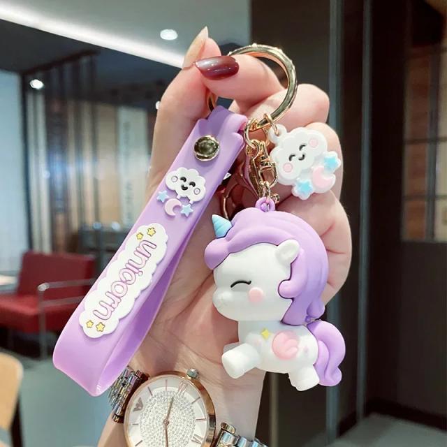 Keychain Kawaii PVC Soft Rubber Unicorn Doll - Anime Style Accessories for Kids, Birthday Gifts, and Decorative Toys