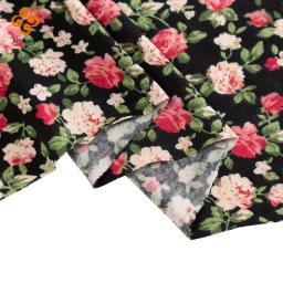 Tecido de malha de verão macio padrão floral tecido de camisa elástica para costurar camisetas femininas, vestido, material de costura diy - Image 1