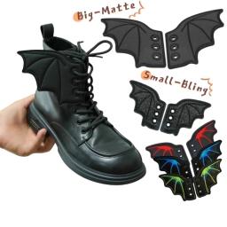 1 par de asas de sapato de morcego brilhante bordado diy decorações de charme para tênis roupas cadarços punk acessório de presente de halloween - Image 1