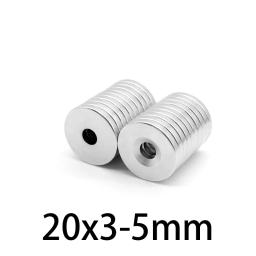 Ímãs poderosos de disco forte, 20x3-5mm, para geladeira, construção diy, educação científica, 20x3 buraco 5mm 20*3-5 20x3-5 - Image 2