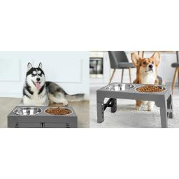 Tigela para cães elevada ajustável, suporte para cães com 2 tigelas de comida para cães de aço inoxidável, alimentador antiderrapante para cães grandes e médios - Image 4