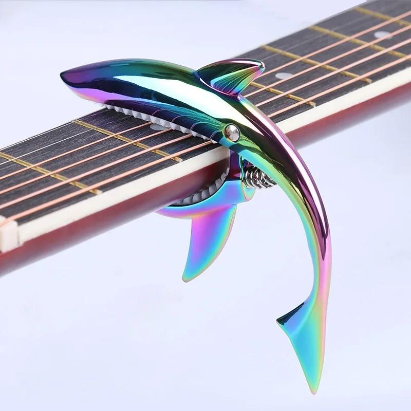 1pc tubarão guitarra capo zinco universal mudança rápida braçadeira para acessórios de instrumento musical acústico - Image 1