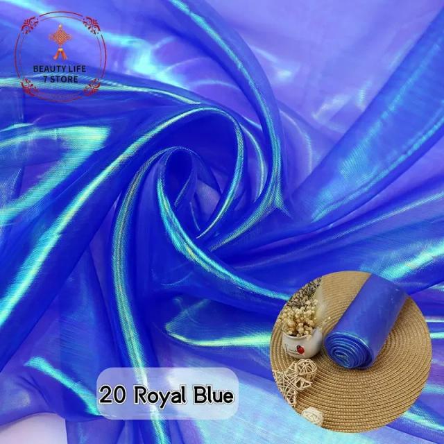 Tecido Chiffon de Seda Fluorescente e Colorido para Costura: Malha Laser Tulle e Organza Glass Yarn para Roupas de Palco Transparentes