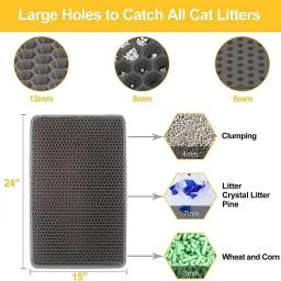 Anti-Slip dupla camada Cat Litter Mat, resistente ao desgaste, filtro impermeável, Pet Box Use Pad, Grande - Image 5