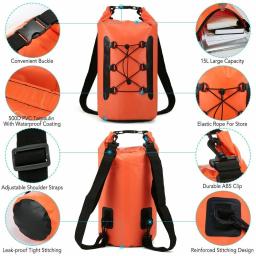 Impermeável PVC Bag com caixa do telefone, Natação Mochila, Trekking e Pesca Sack, Dry Bag Roll Top, Dispositivo de selagem, 15L - Image 2