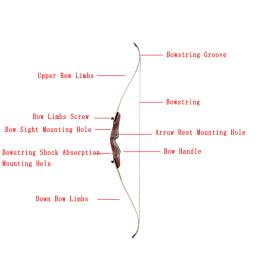 Arco Recurvo de Madeira para Caça e Tiro com Arco, Split, Longbow, Takedown, Equipamento de Tiro, Acessório, 30, 35, 40, 45, 50 Libras - Image 2