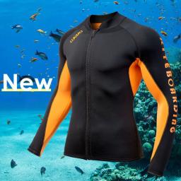 Oulylan-Fato molhado neoprene manga comprida para homens, jaqueta wetsuit, camisa térmica de 2mm, roupas de mergulho, mergulho, pesca submarina, 2021 - Image 4