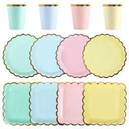 Placas De Festa Descartáveis Coloridas, Copo De Papel, Kit De Pratos, Suprimentos, Acessórios De Casamento, Happy Birthday Party, 10Pcs - Image 1