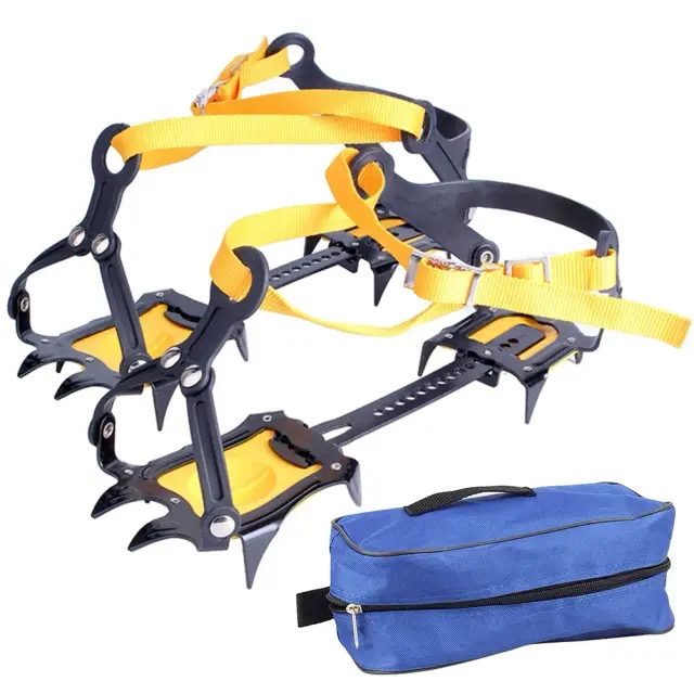 Kit de Grampos de Aço Inoxidável para Escalada de Gelo com 10 Dentes e Bolsa de Transporte - Ideal para Caminhadas, Pesca e Corridas (1 Par)
