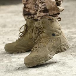 2024 moda masculina botas de combate no deserto ao ar livre sapatos de caminhada de couro homens caça trabalho botas de segurança botas curtas botas de tornozelo - Image 3