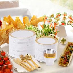 Transparente prata plástico descartável talheres, bandeja com óculos de prata, festa de aniversário suprimentos, 175 PCs, 25 convidado - Image 6