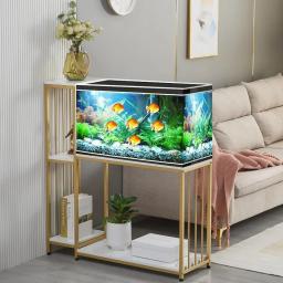 Suporte de madeira metálica para tanque de peixes, terrários répteis, tanque dourado para aquário de até 29 galões - Image 2
