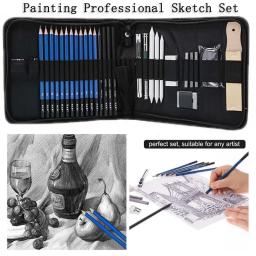 33PCS Desenho Profissional Esboço Set Desenho Lápis De Madeira De Carvão Amassado Eraser Kit para Pintor Estudantes Art Supplies - Image 1