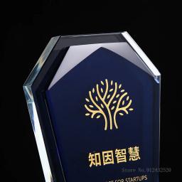 Troféu de cristal transparente personalizado, gravado placa honra prêmios, excelente empregado, cristal azul gravado troféu, criativo - Image 4