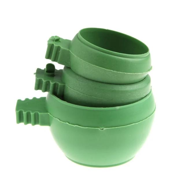 Conjunto de 3 Mini Tigelas de Plástico para Comida e Água para Papagaios e Aves, Acessório de Alimentação Verde