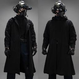 BACRAFT-Outdoor Tactical casaco longo, Jaqueta de laboratório Melhoria, todo o algodão, imitação Hemp Crepe, vestido longo, Windbreaker - Image 5