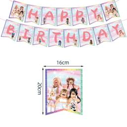 Rosa Robloxed Themed Birthday Party Decoração Set, Robot Game Cup, Kit Balão, Placa, Fontes do partido Girl, Baby Shower, 101Pcs - Image 6