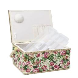 Caixa De Armazenamento De Kit De Costura Com Bandeja Removível, Design De Impressão, Cesta De Costura, Almofada De Pino Embutida, Bolso Interior - Image 6