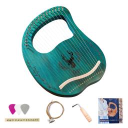 Lira de madeira 19-string harpa caixa de ressonância instrumento de corda com chave de ajuste 3pcs picaretas adesivo conjunto extra de cordas instrumento - Image 1