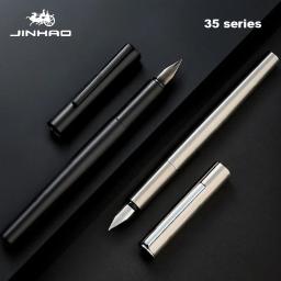 Jinhao 35 caneta tinteiro luxo elegante todo em aço/preto fosco corpo ef/f nib caligrafia caneta de tinta escola material de escritório papelaria - Image 1