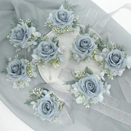 Casamento Boutonniere Silk Rosas Corsage Pulso dama de honra Pulseira Flores Noivo Buttonhole Suit Broche accesorios de boda - Image 1