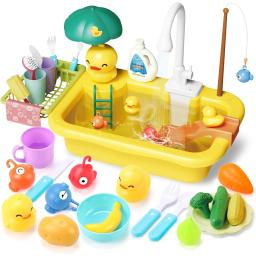 Flutuante água cozinha pia brinquedos, torneira elétrica jogar, brinquedos de bilhar, água jogar - Image 1