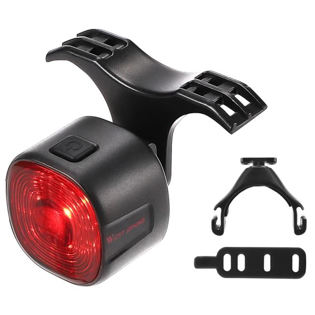 Luz Traseira LED Inteligente para Bicicleta com Carregamento USB, 6 Modos, Acessórios de Segurança para Ciclismo em Estradas e Trilhas