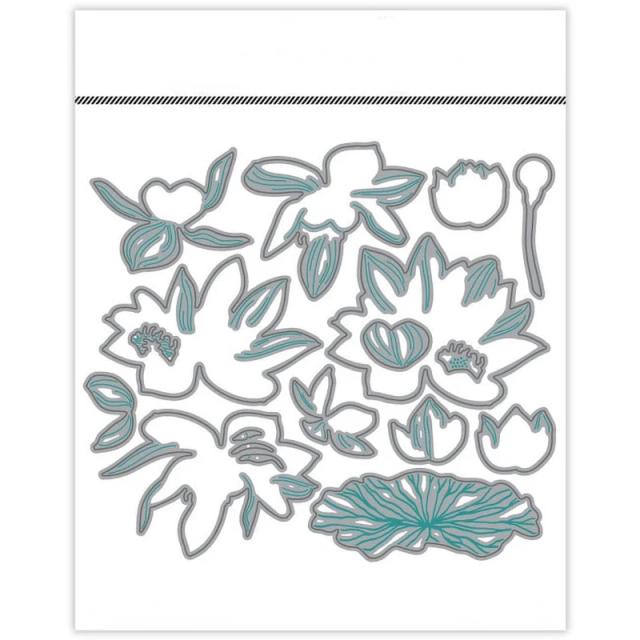 Corte de Metal para Artesanato DIY: Elegantes Camadas de Flor de Lótus e Lírio d'Água em Papel Cartão para Scrapbooking 2023