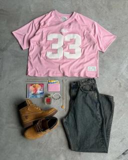 T-shirt larga de emenda com letras para homens e mulheres, roupa de futebol americano, camisa de Hip Hop Street, manga curta Y2K Trend Top - Image 3