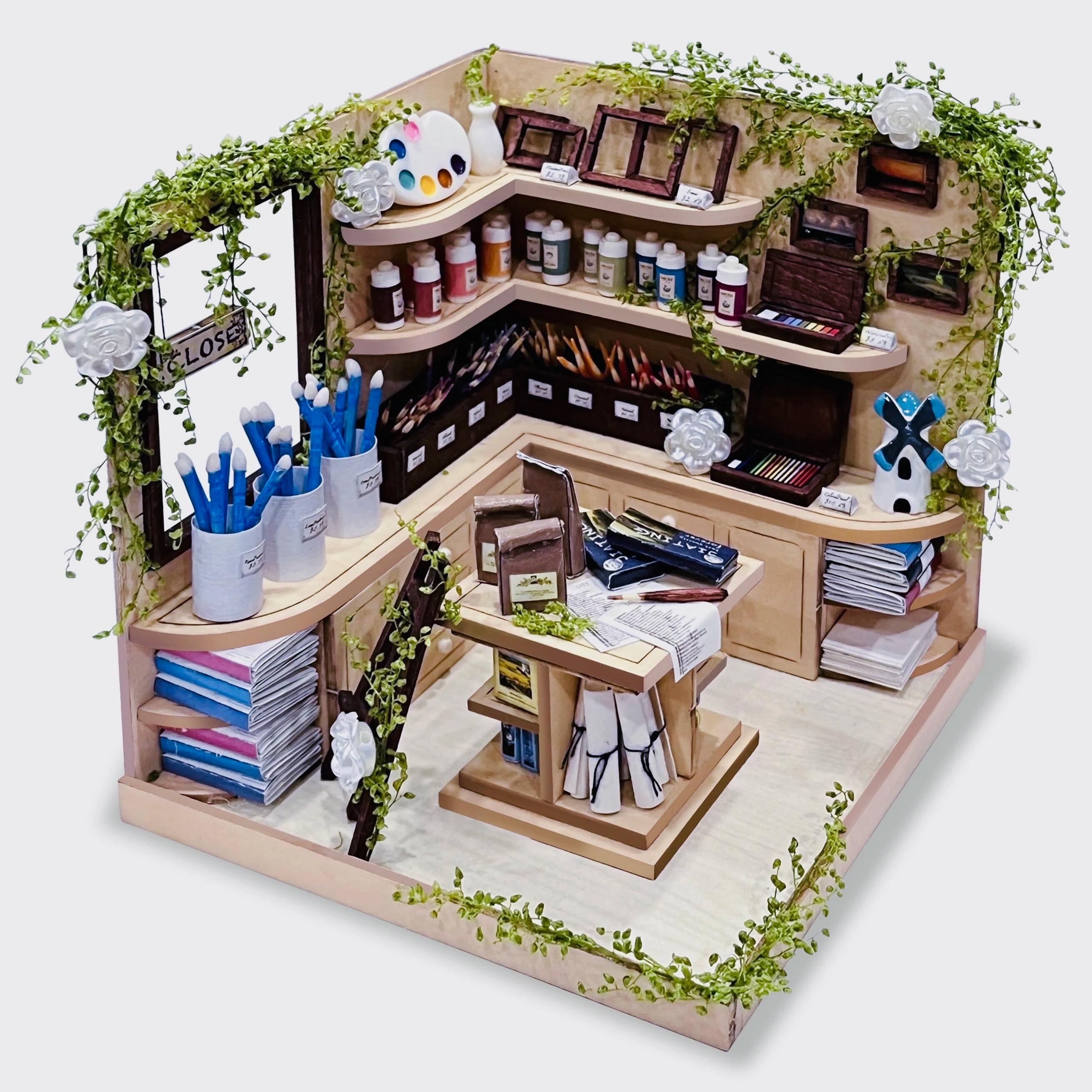 Loja de Pigmentos Casa Casas de Bonecas, Kits de Construção em Miniatura, Dollhouse com Móveis, Villa para Meninas, Presentes de Aniversário - Image 1