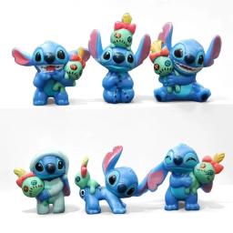 6 pçs lilo & stitch figura dos desenhos animados modelo coleção anime ornamento de mesa decoração do bolo aniversário crianças brinquedos presentes - Image 5