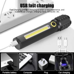 Lanterna LED de Alta Potência, Ultra Brilhante, Contas T6 Lâmpada, Tocha Impermeável, Zoomable, 5 Modos de Iluminação, USB Multi-função, Holofote - Image 5
