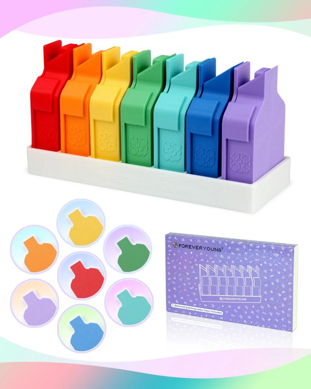 Foreveryoung Bandejas Arco-Íris para Pintura Diamante 7 Peças com Base